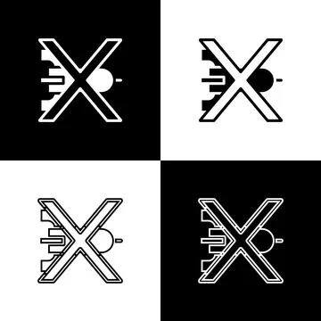 Set No war icon isolated on black and white background. The peace symbol.  .. Stock Illustration