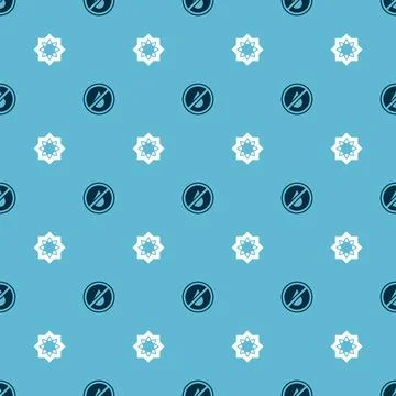 Set No water and Octagonal star on seamless pattern. Vector Illustrazione stock