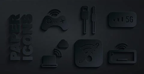 Set No Wi-Fi wireless internet, 5G, Network cloud connection, Computer keyboard 스톡 일러스트