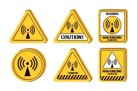 Set of non ionizing symbol. Group of vector flat illustration. Stock Illustration