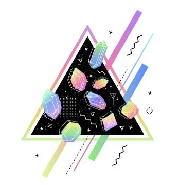 Set of non-linear crystals Illustrazione stock