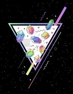 Set of non-linear crystals Stock Illustration