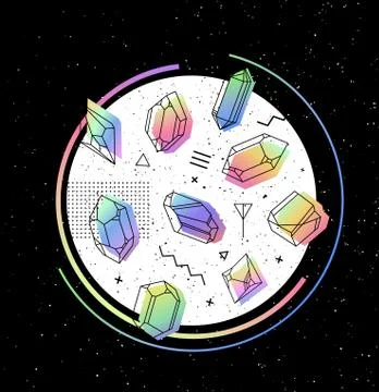 Set of non-linear crystals Stock Illustration