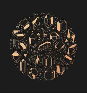 Set of non-linear crystals Illustrazione stock