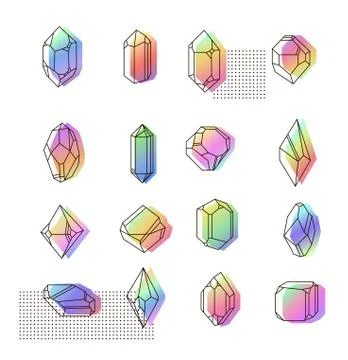 Set of non-linear crystals Stock Illustration