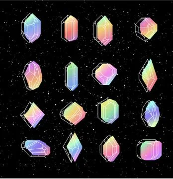 Set of non-linear crystals Stock Illustration