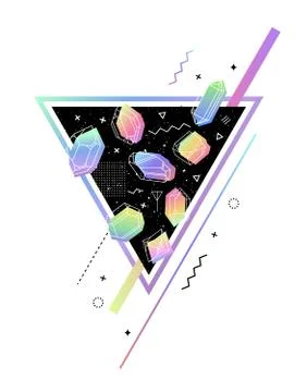 Set of non-linear crystals Illustrazione stock