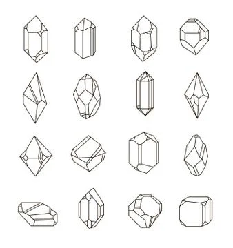 Set of non-linear crystals Stock Illustration