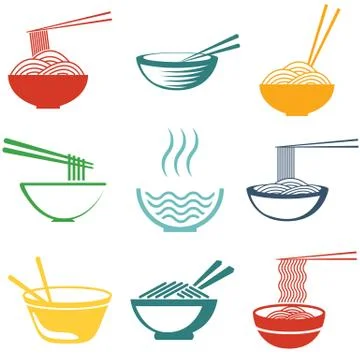 Set of noodles Stock Illustration