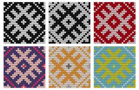 Set of North knitting seamless patterns Stock Illustration