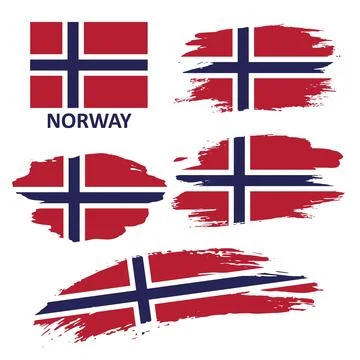 Set of Norway flags on a white background Stock Illustration