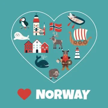Set of Norway landmarks. Vector illustration Stock Illustration
