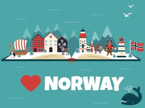 Set of Norway landmarks. Vector illustration Stock Illustration