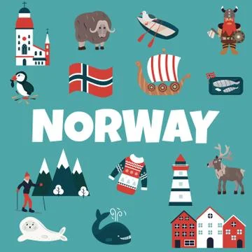 Set of Norway landmarks. Vector illustration Stock Illustration