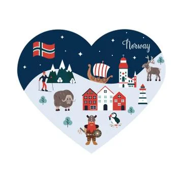 Set of Norway landmarks. Vector illustration Stock Illustration