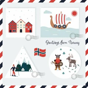 Set of Norway landmarks. Vector illustration Stock Illustration
