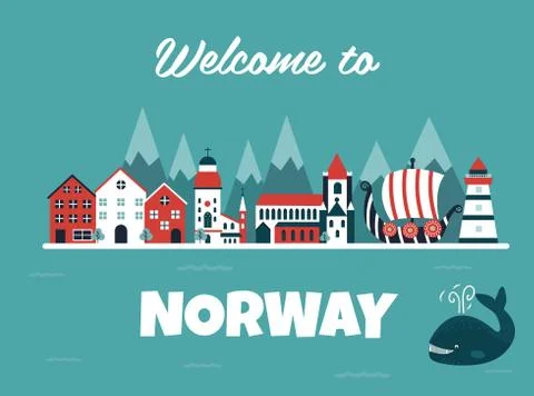 Set of Norway landmarks. Vector illustration Stock Illustration