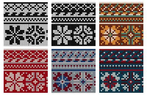 Set of Norwegian knitting seamless pattern Stock Illustration