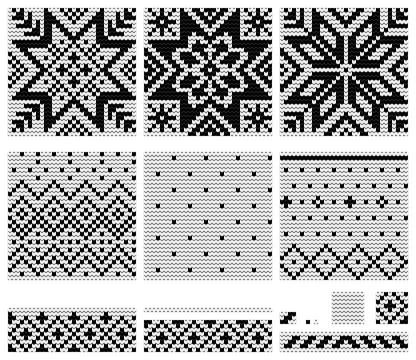 Set of Norwegian Star knitting patterns Stock Illustration