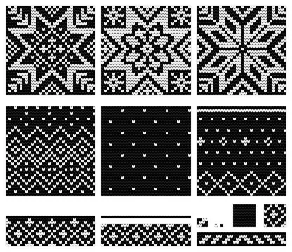 Set of Norwegian Star knitting patterns Stock Illustration