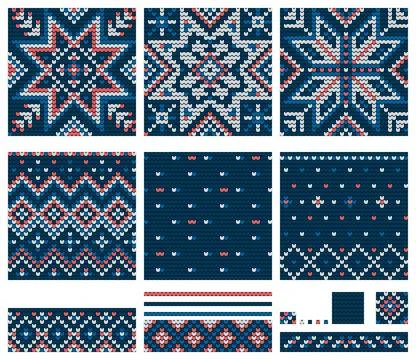 Set of Norwegian Star knitting patterns Stock Illustration