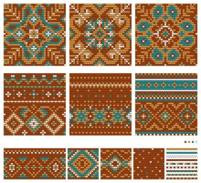 Set of Norwegian Star knitting patterns Stock Illustration