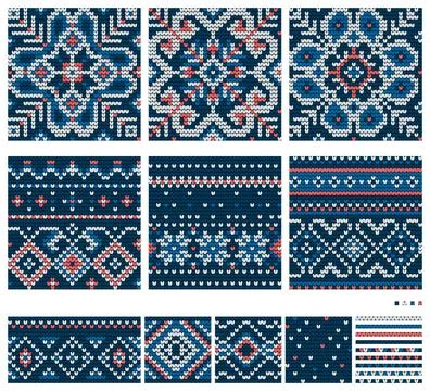 Set of Norwegian Star knitting patterns Stock Illustration