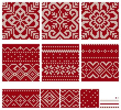 Set of Norwegian Star knitting patterns Stock Illustration