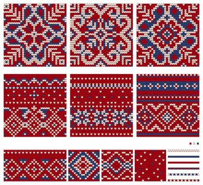 Set of Norwegian Star knitting patterns Stock Illustration