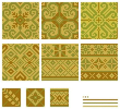 Set of Norwegian Star knitting patterns Stock Illustration