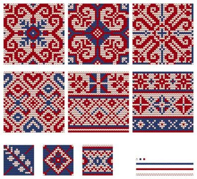 Set of Norwegian Star knitting patterns Illustrazione stock