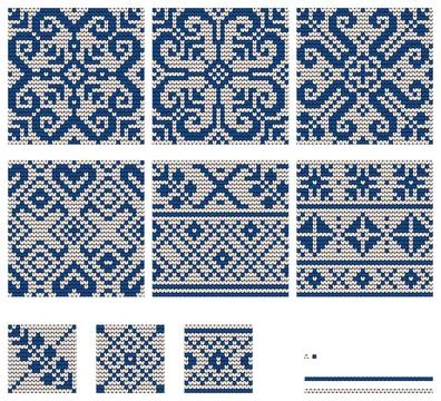 Set of Norwegian Star knitting patterns Stock Illustration