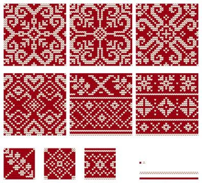 Set of Norwegian Star knitting patterns Stock Illustration