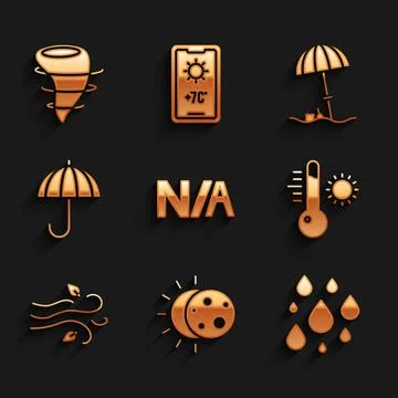 Set Not applicable, Eclipse of the sun, Water drop, Meteorology thermometer 스톡 일러스트