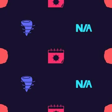 Set Not applicable, Tornado, Calendar and sun and Moon on seamless pattern Stock Illustration