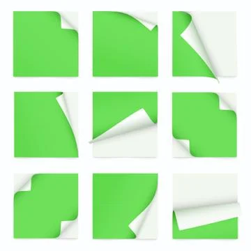 Set of note paper with curled corner Illustrazione stock