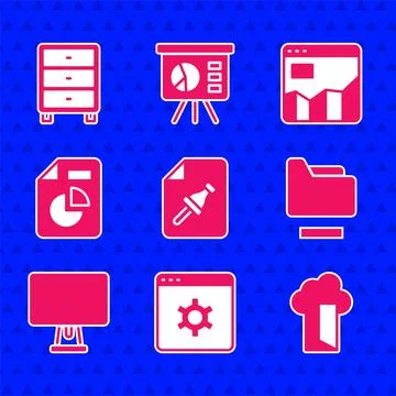 Set Note paper with push button, Browser setting, Cloud database, Document 스톡 일러스트