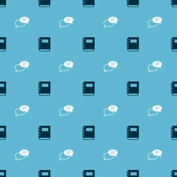 Set Notebook and Speech bubble chat on seamless pattern. Vector Stock Illustration