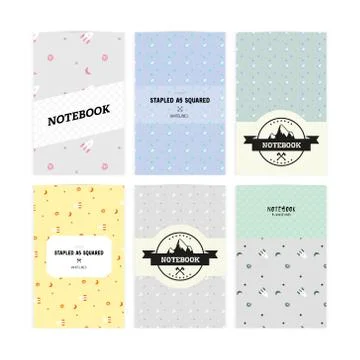 Set of notebook covers with pattern rockets and mountains in vector. Child bo Stock Illustration