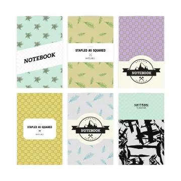 Set of notebook covers with patterns with leaves of fern, abstract theme, m.. Stock Illustration