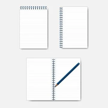 Set notebook design template with pencil Stock Illustration