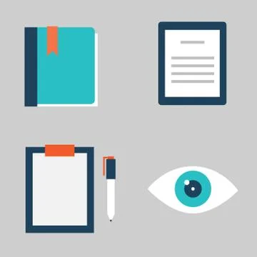 Set of notebook icons on gray background. Vector illustration. EPS 10 Stock Illustration