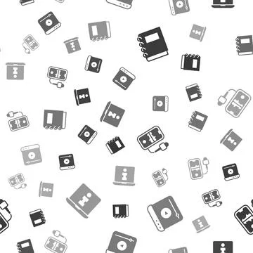 Set Notebook, Live stream, Mobile recording and Information on seamless pattern Stock Illustration