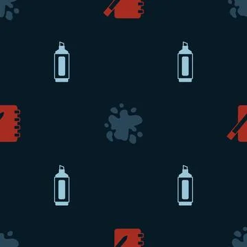 Set Notebook, Paint spray and Marker pen on seamless pattern. Vector Stock Illustration