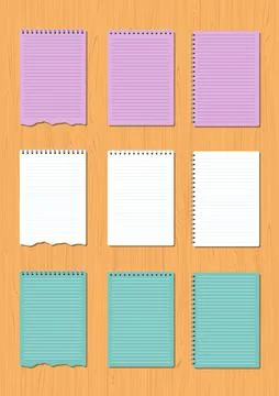 Set of notebook papers in different colors Stock Illustration