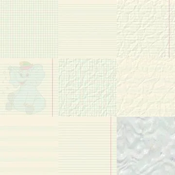 Set of notepaper generated textures Stock Illustration
