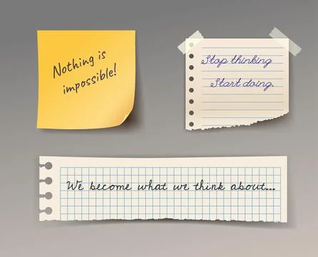 Set of notes. To do lists. Planning and organizing effective work process. Place Stock Illustration