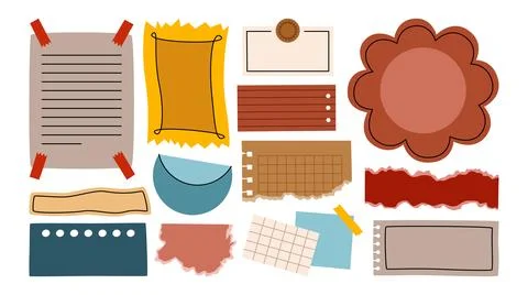 Set of notes, stickers, paper forms with space for text. 库存插图