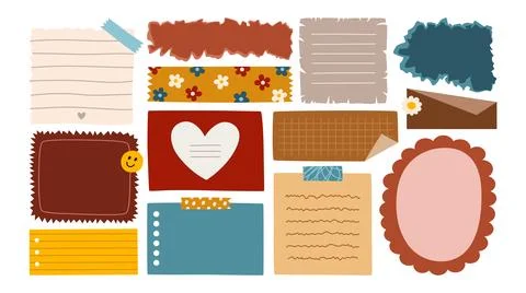 Set of notes, stickers, paper forms with space for text. Ilustração Stock