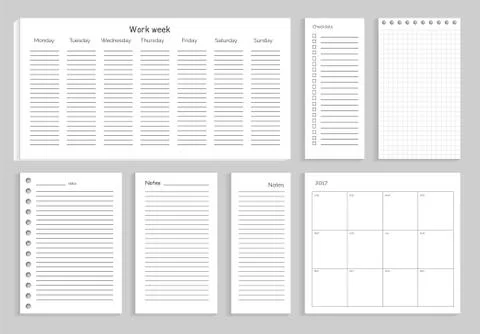 Set of Notes Work Week on Vector Illustration Illustrazione stock